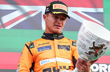 Close-up of a Formula 1 race suit