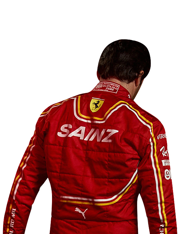 Sainz 2024 Ferrari F1 Suit Front View