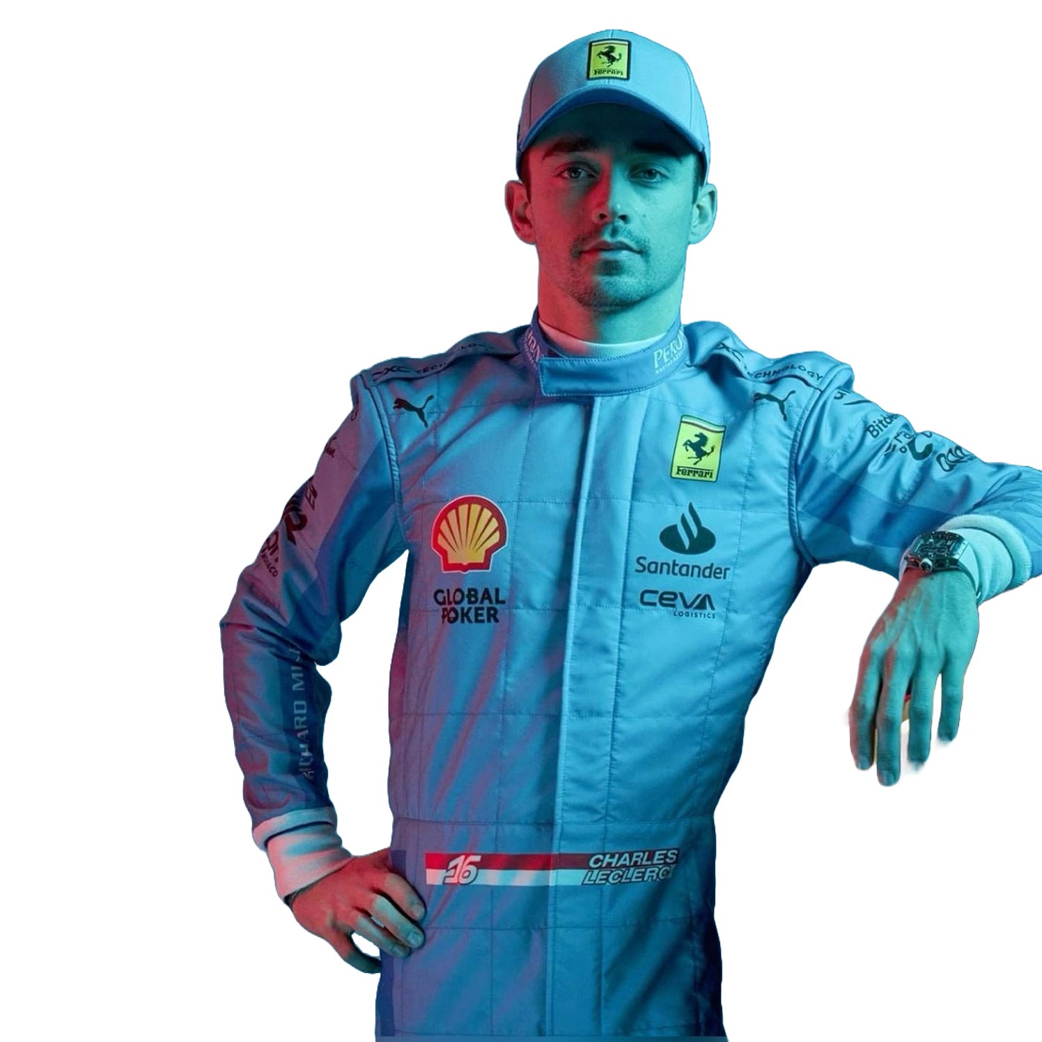 Leclerc 2024 Ferrari Miami GP Suit Front