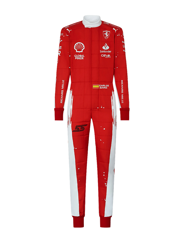 2023 Carlos Sainz (Las Vegas GP Special Edition) Ferrari F1 Race Suit REPLICA 2 Ferrari Logo on Vegas GP F1 Suit