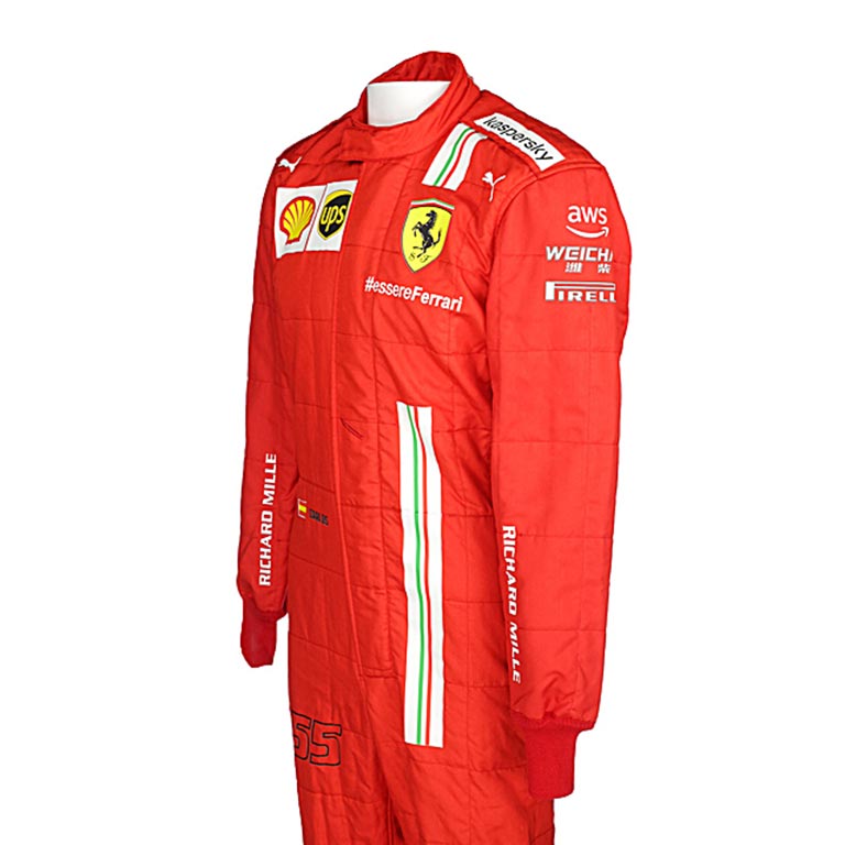2021 Carlos Sainz Ferrari F1 Race Suit REPLICA 4 2021 Carlos Sainz Ferrari F1 Race Suit REPLICA - Image 4